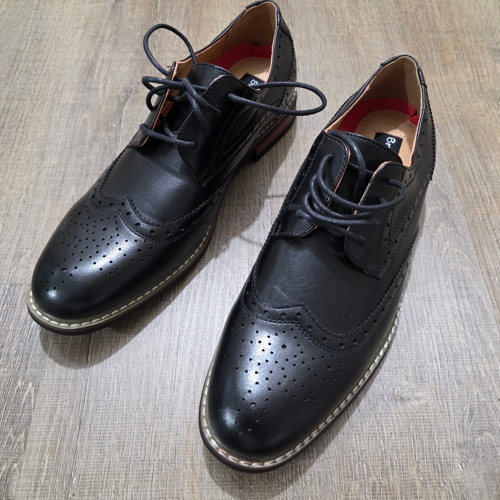 Bruno Marc Prince-3 Black Leather Dress Shoes Men’s Size 7 Wingtip Oxford