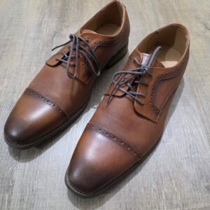 La Milano Johnson Tan Leather Cap Toe Dress Shoes Men’s Size 10EEE Oxford Lace Up