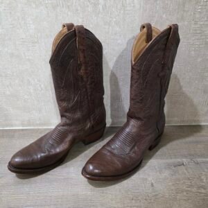 Justin Men’s Brown Leather Cowboy Western Boots Size 8.5 D Made in Mexico