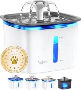 Automatic 2.8L Pet Fountain with Filters for Cats and Dogs - Grey Plastic