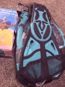 Greatever Snorkel Fins Flippers & Snorkel Set Unisex 9-13 Swim L/XL Aqua/Black