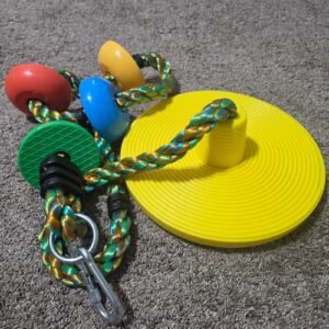 Kids Rope Disc Swing with 4 Climbing Platforms Yellow Multicolor Outdoor