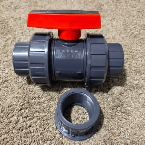 Everflow 280TS200 2" PVC True Union Ball Valve Gray w/ Adapters