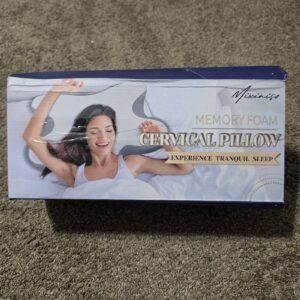 Mixiniso Memory Foam Cervical Pillow Ergonomic Neck Support Blue White Open Box
