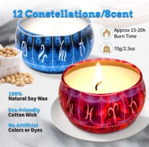 12 Constellations Scented Candle Gift Set - Aromatherapy & Travel Tins