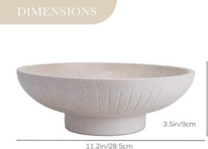 GLIMSDEER Beige Resin Pedestal Bowl Vertical Stripes Boho Coffee Table Decor